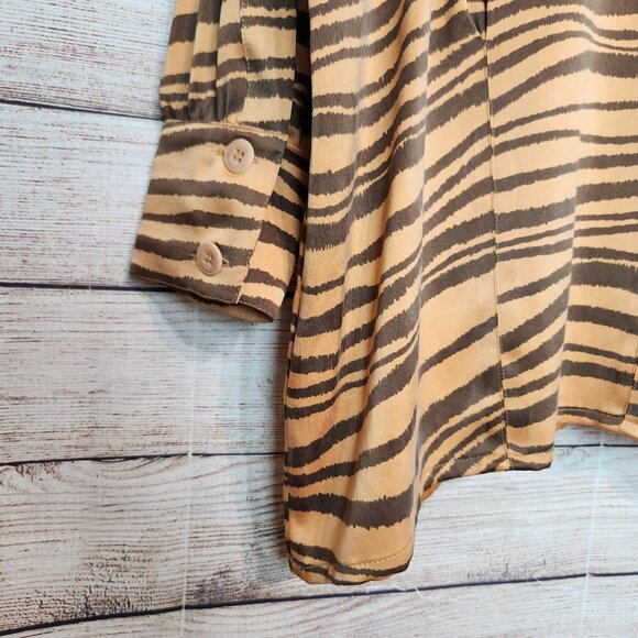Vtg Escada Women's Long Sleeve Blouse Orange Animal Print Size 42 M 100% Silk - Picture 13 of 14